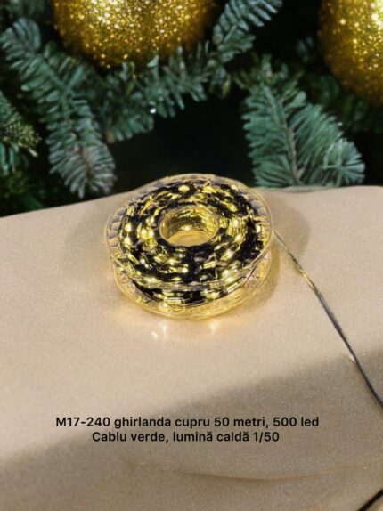 Ghirlanda cupru,cablu verde,lumina calda,500L,50m M17-240