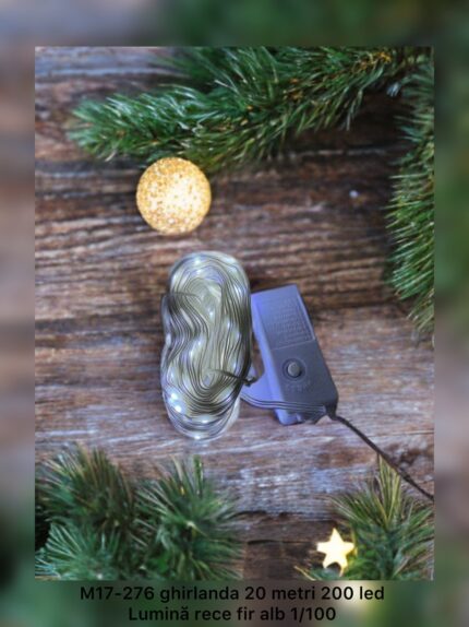 Ghirlanda fir alb,200L,lumina rece,20m M17-276